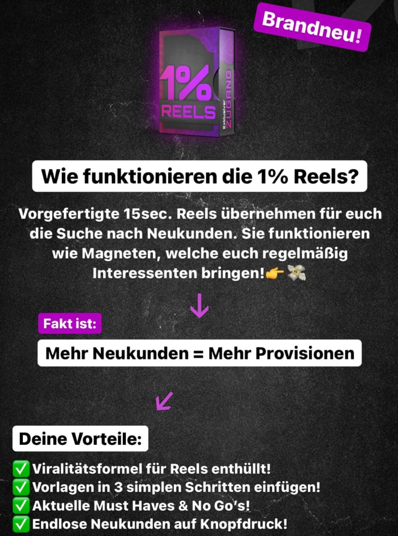 1% Reels| Instagram Neukundenmaschine